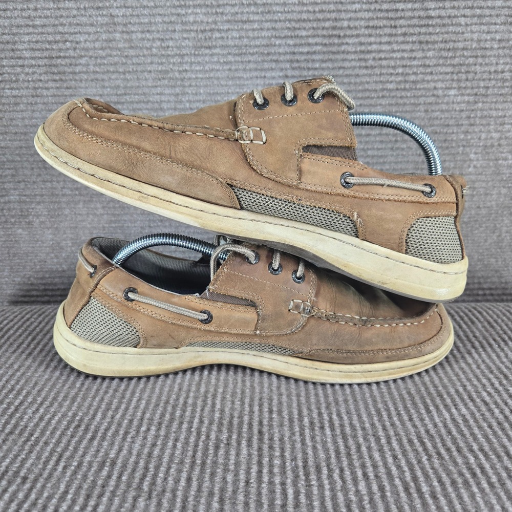 Dockers Mens 11.5W Brown Leather Mesh Moc Toe Boat Shoes 90-38613